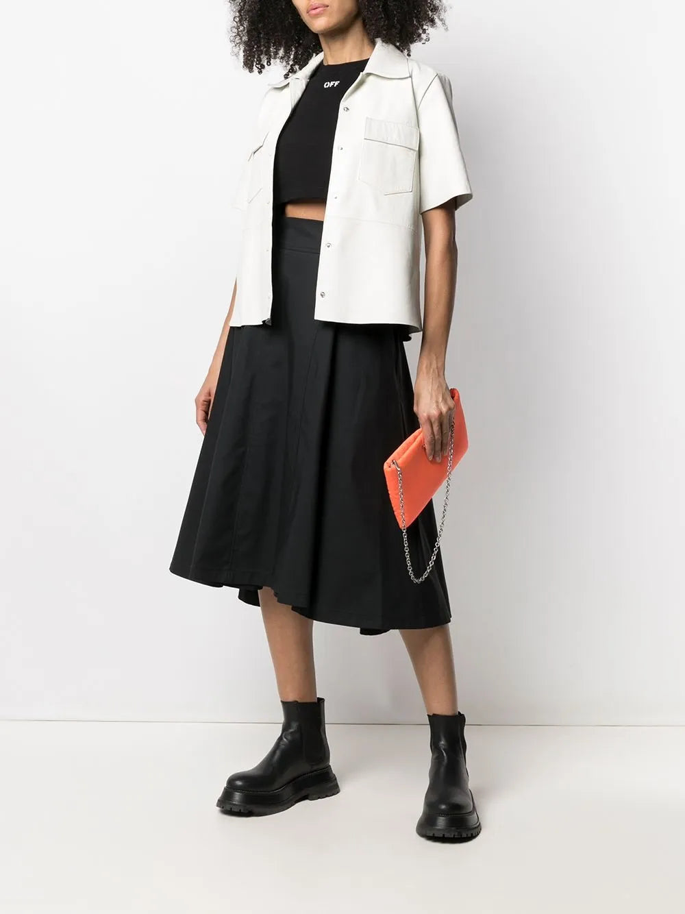 Box-Pleat A-Line Midi Skirt