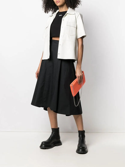 Box-Pleat A-Line Midi Skirt