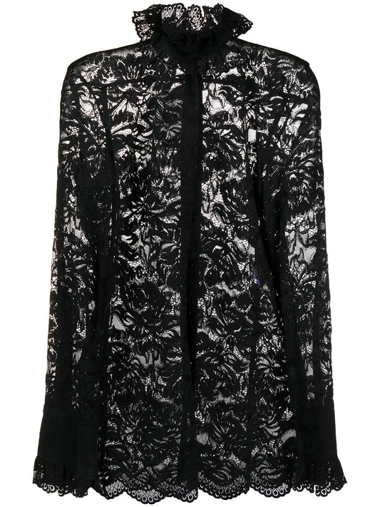 Semi-Sheer Lace Blouse