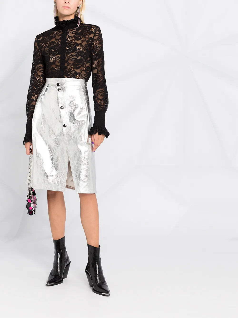 Semi-Sheer Lace Blouse