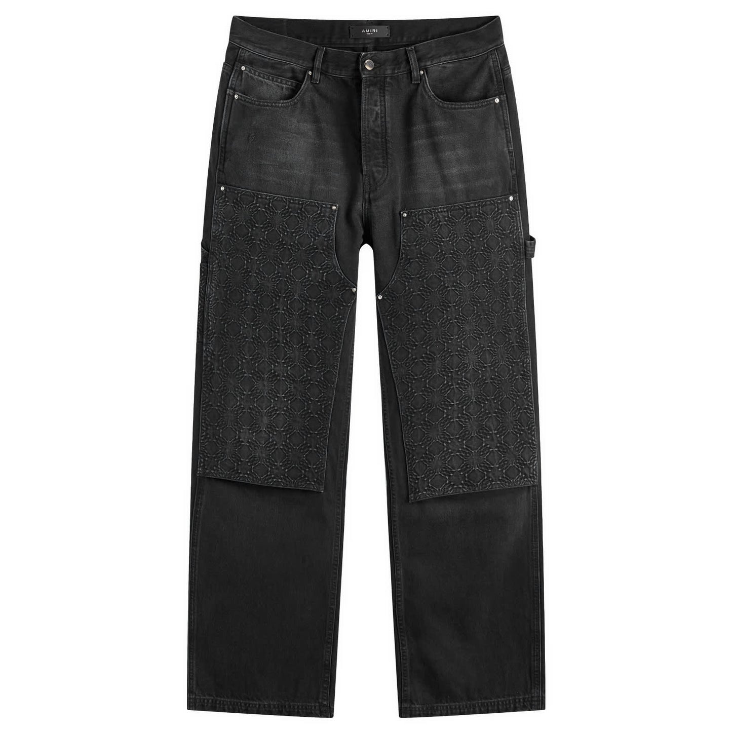 Embossed Denim Carpenter Pants