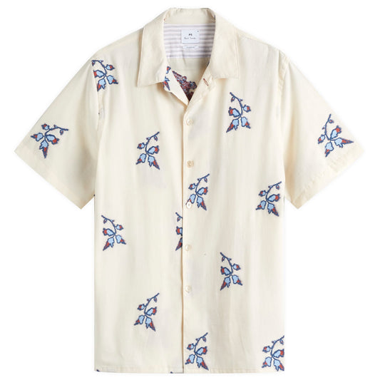 Flower Embroidered Vacation Shirt