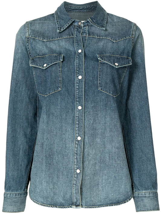Classic-Collar Denim Shirt