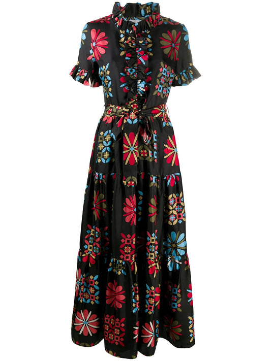 Long And Sassy Tiered Silk Dress
