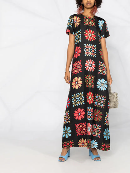 Printed Silk Maxi Dress