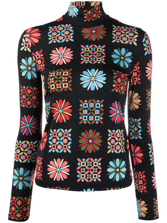 Floral Turtleneck Top
