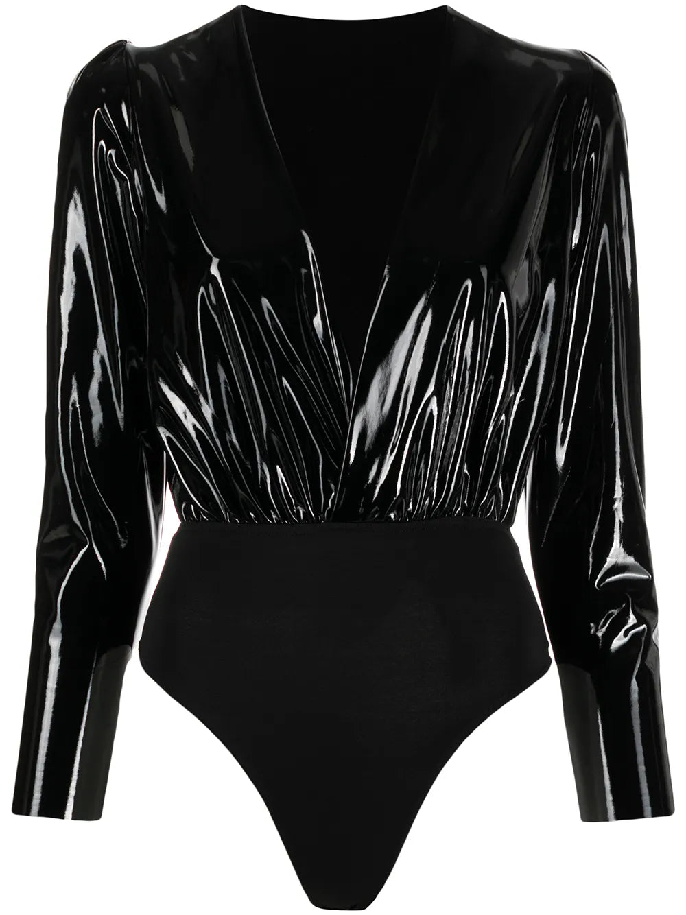 Faux-Patent Leather Bodysuit