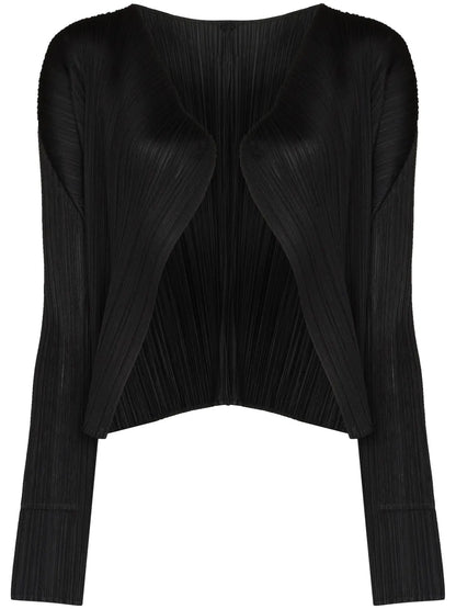 Plissé Long-Sleeve Cardigan