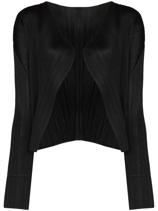 Plissé Long-Sleeve Cardigan