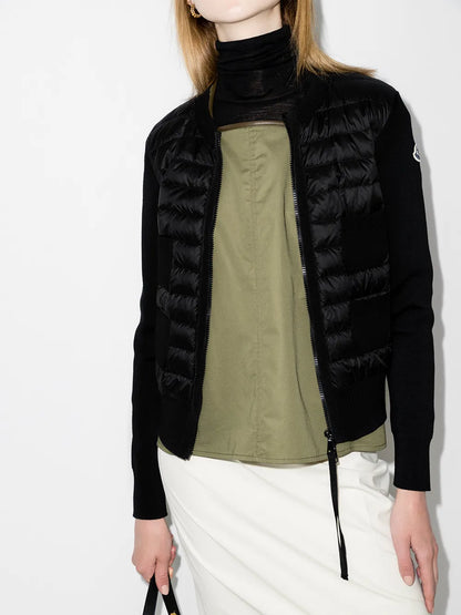 Padded-Panel Knitted Cardigan