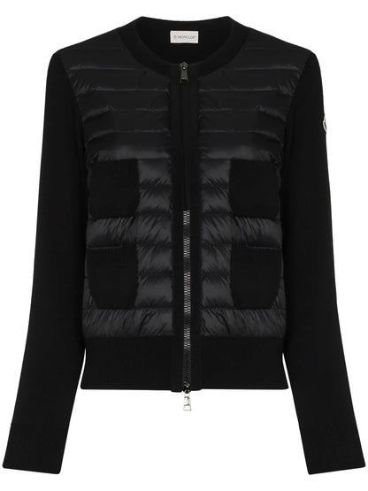 Padded-Panel Knitted Cardigan
