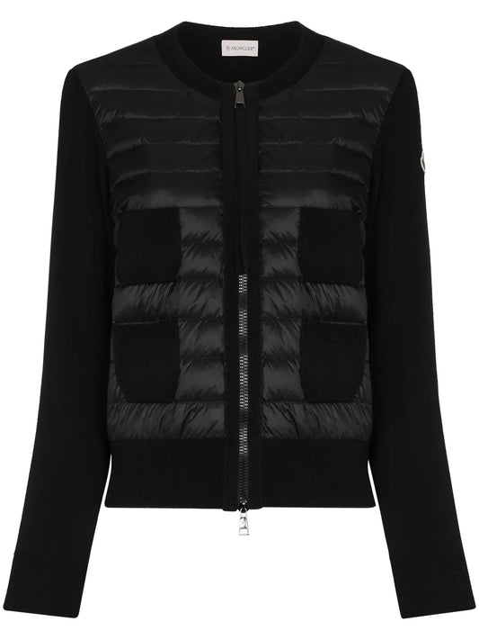 Padded-Panel Knitted Cardigan