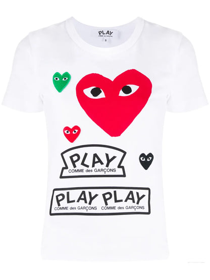 Short-Sleeved Heart Print T-Shirt