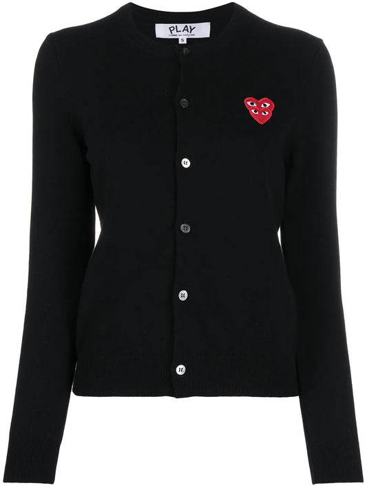 Overlapping Heart Wool Cardigan