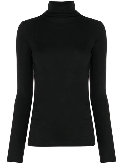 Roll-Neck Cotton Blouse