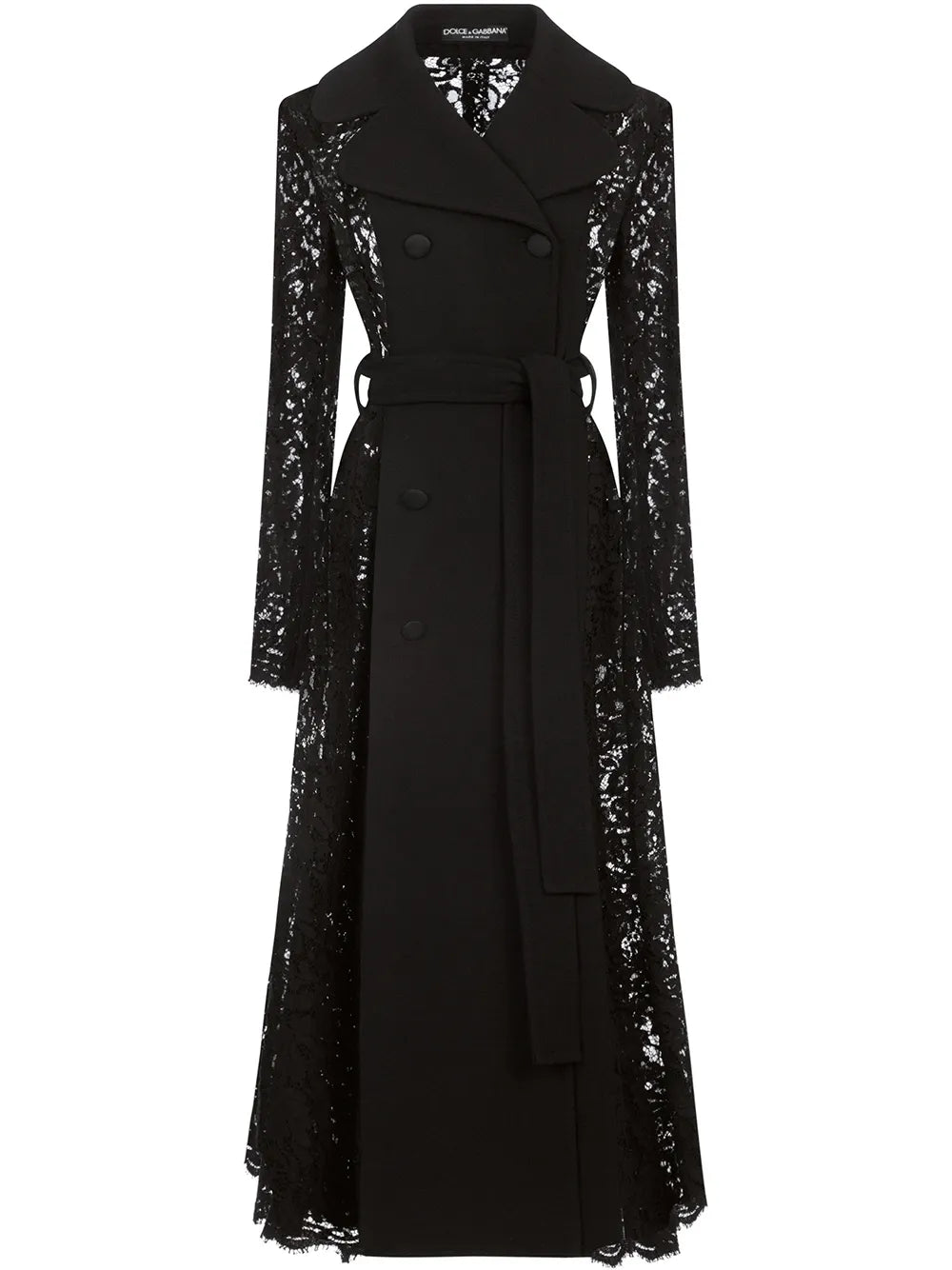 Lace-Detail Double-Breasted Coat