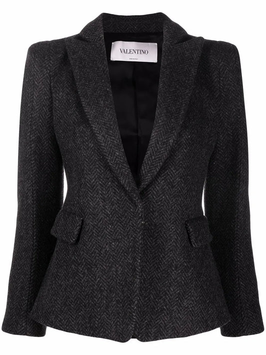 Chevron Pattern Single-Breasted Blazer