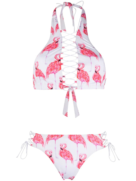 Addicted Flamingo Lace-Up Bikini