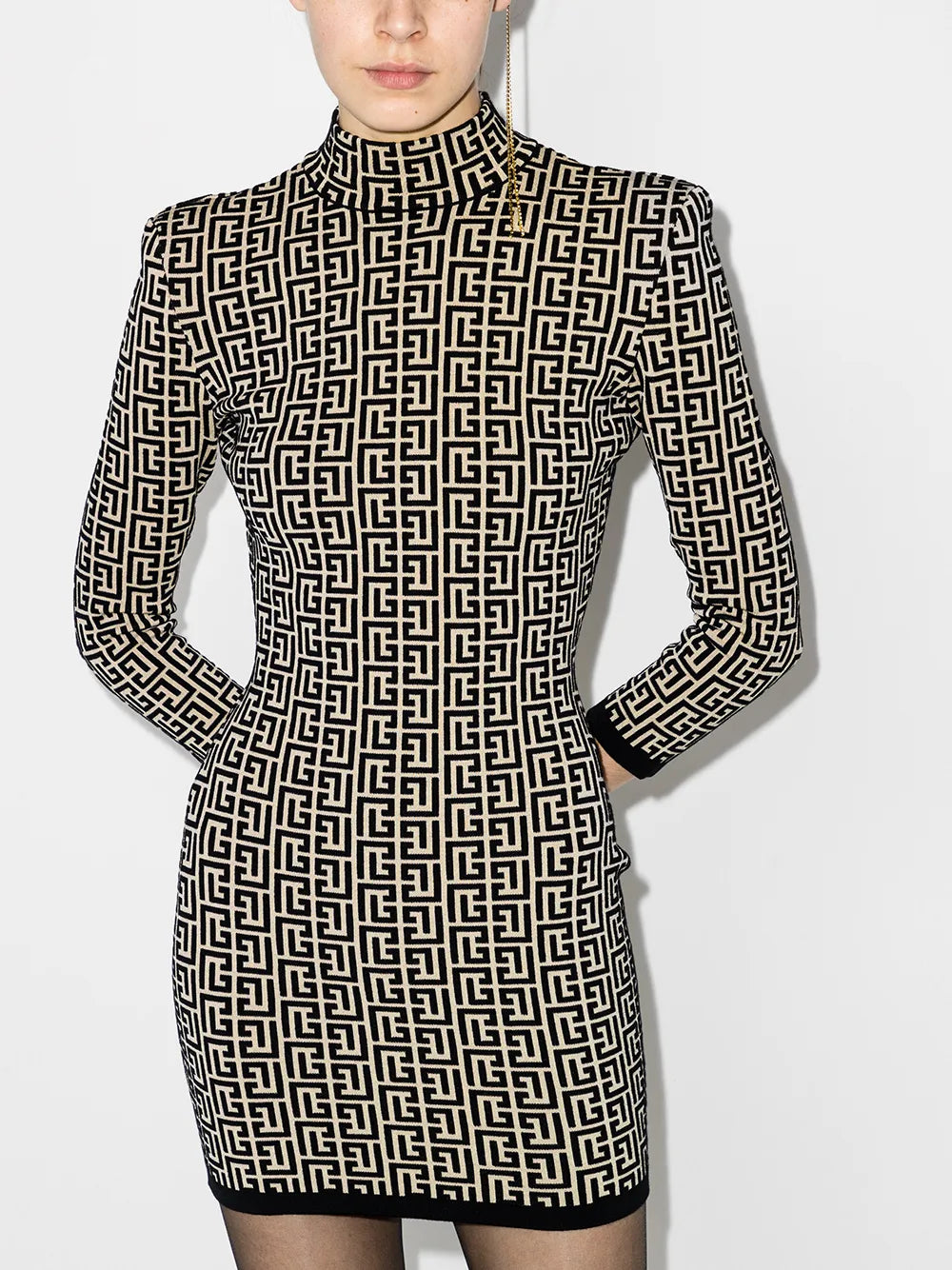 Monogram-Jacquard Knitted Mini Dress