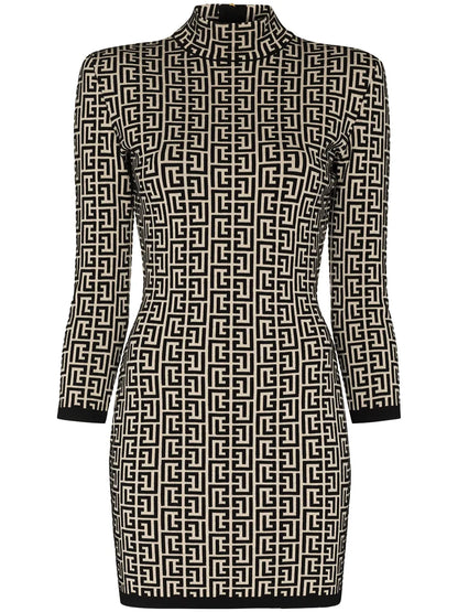 Monogram-Jacquard Knitted Mini Dress