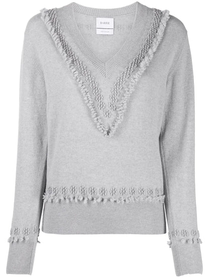 Floral Embroidered V-Neck Jumper