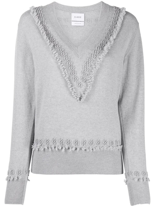 Floral Embroidered V-Neck Jumper