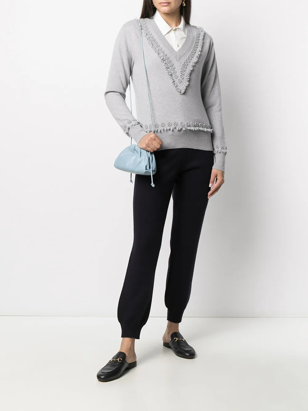 Floral Embroidered V-Neck Jumper