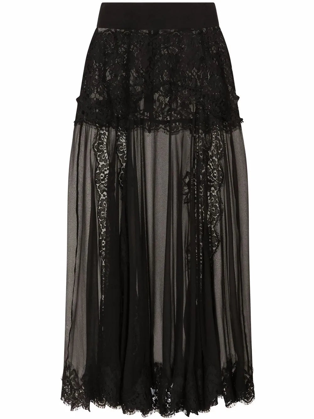 Chantilly-Lace Chiffon Midi Skirt
