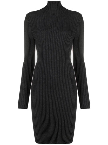 Ribbed Knit Turtleneck Dress