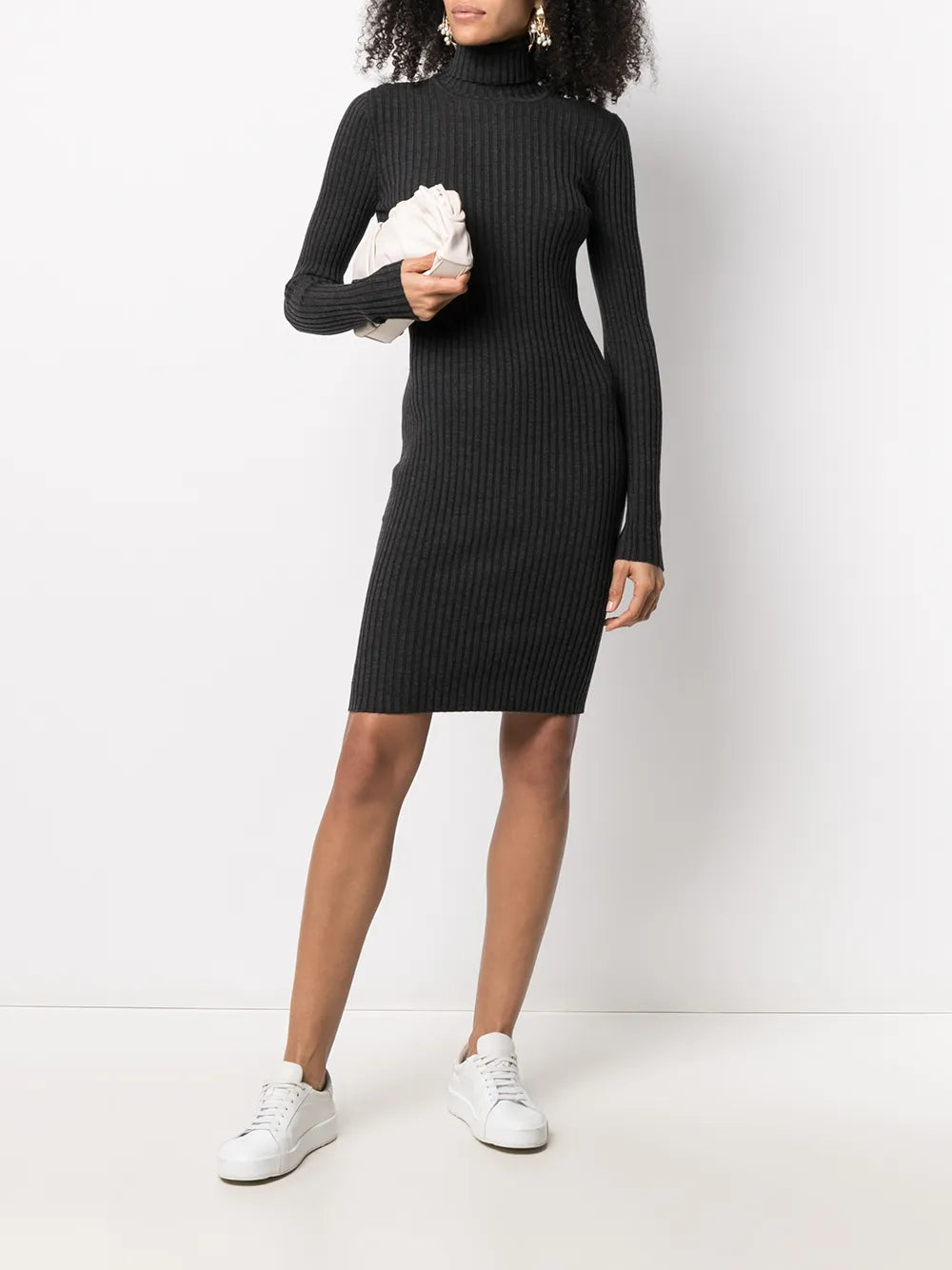 Ribbed Knit Turtleneck Dress