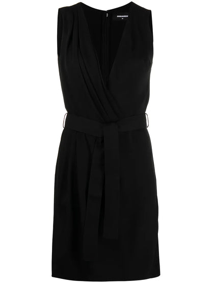 Belted Silk-Crepe Dress