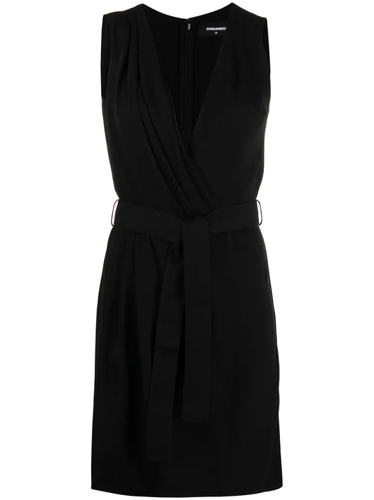 Belted Silk-Crepe Dress
