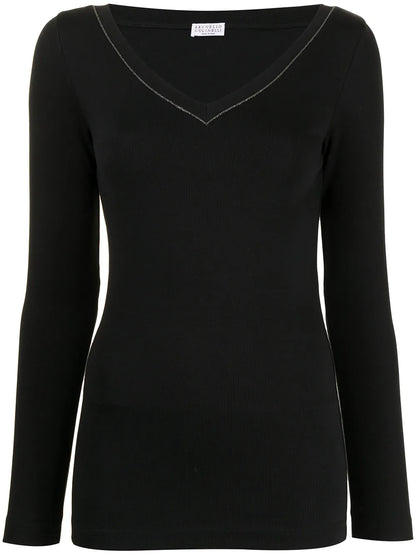 V-Neck Cotton Blend Top