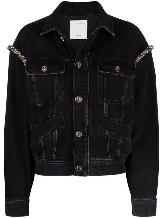Crystal-Embellished Denim Jacket