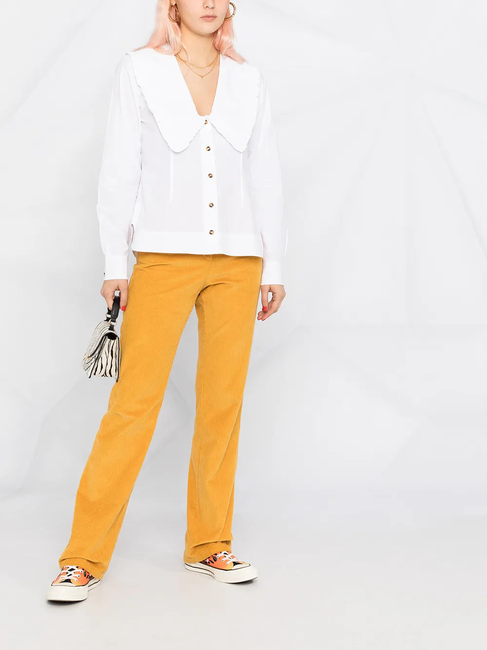 Ruffled Exaggerated Collar Blouse