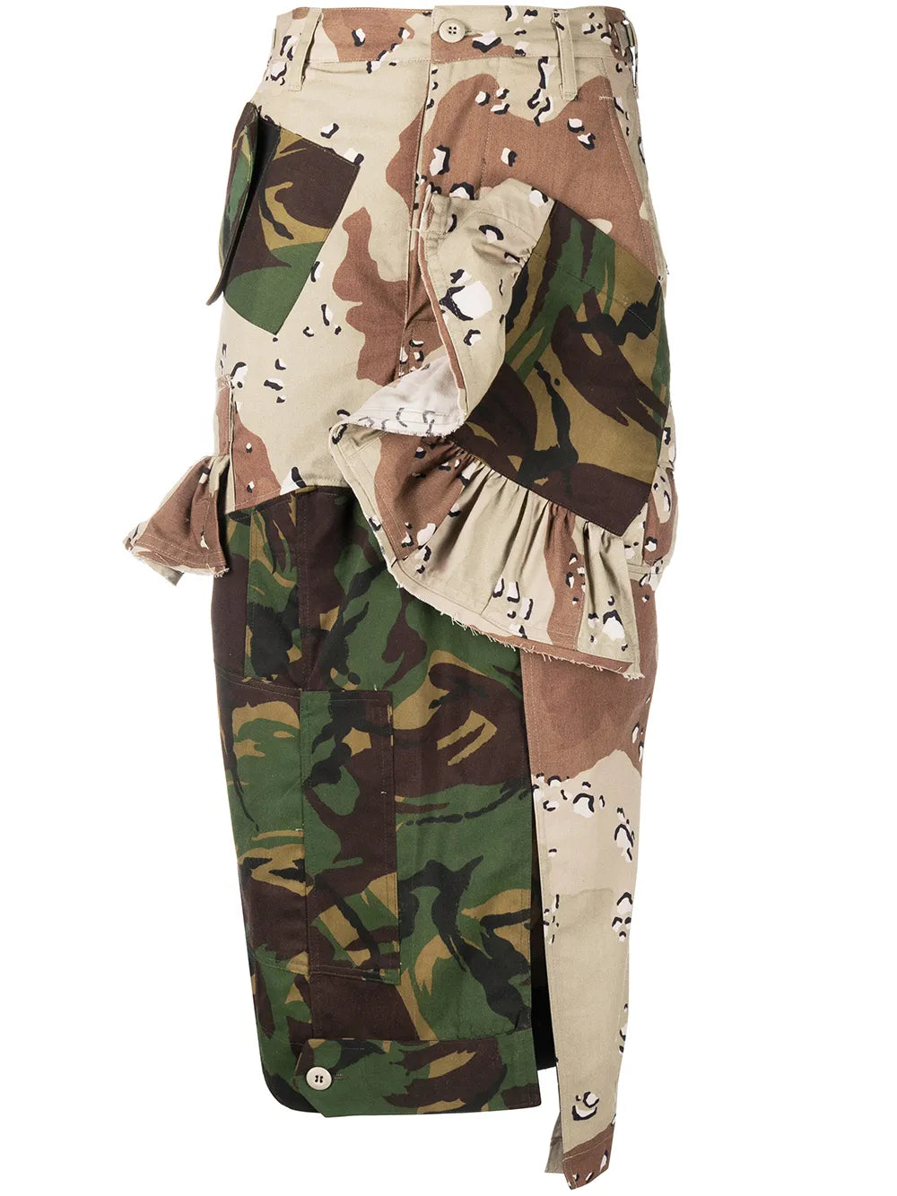Patchwork Camouflage-Print Pencil Skirt
