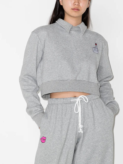 Wings Detail Cropped Sweatshirt