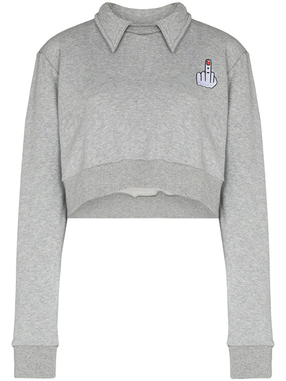 Wings Detail Cropped Sweatshirt