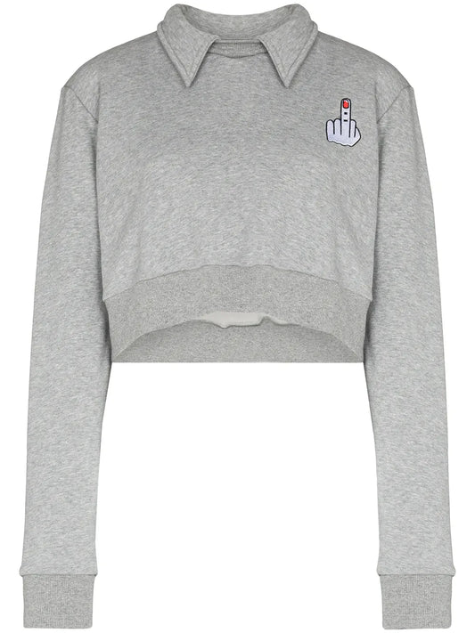 Wings Detail Cropped Sweatshirt