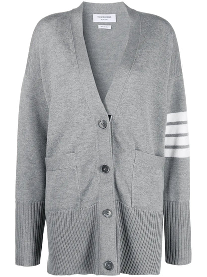 Oversized 4-Bar Stripe Cardigan