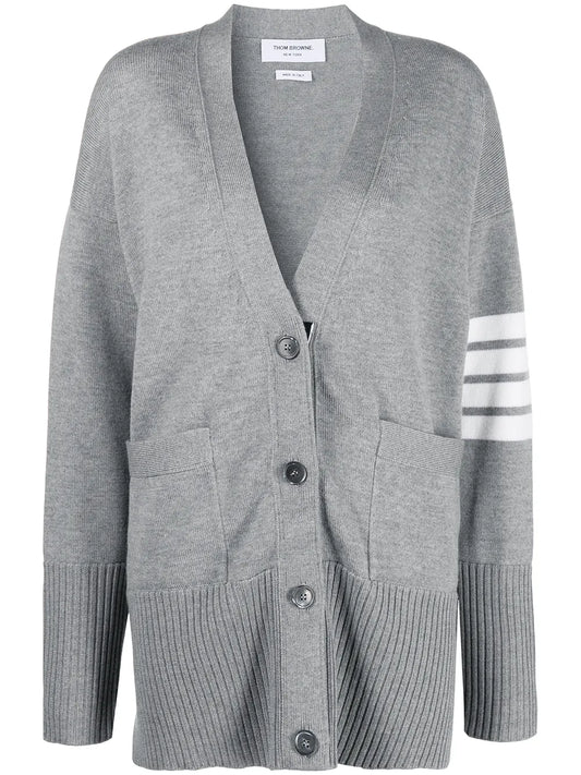 Oversized 4-Bar Stripe Cardigan