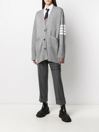 Oversized 4-Bar Stripe Cardigan