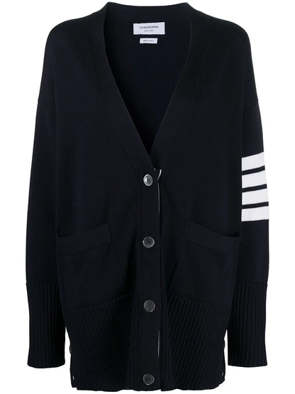 Oversized 4-Bar Stripe Cardigan