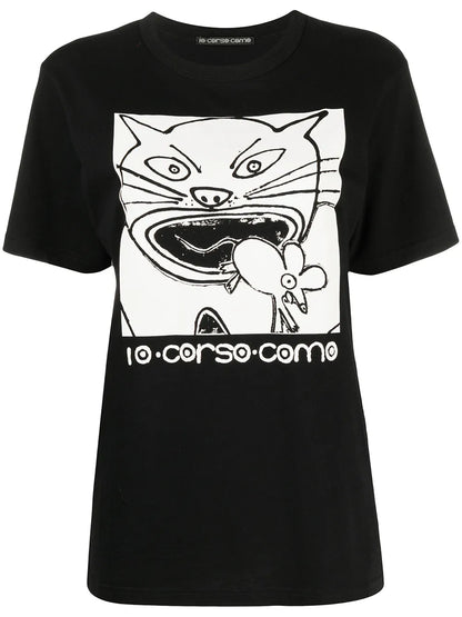 Cat-Print Cotton T-Shirt