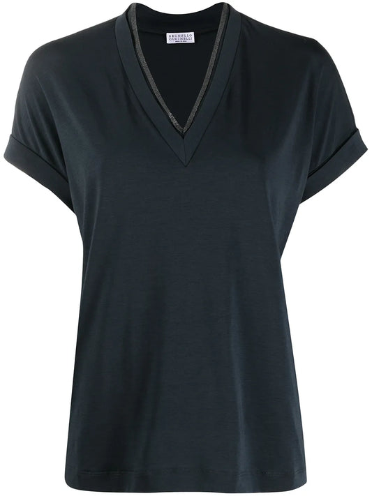 Short-Sleeve Fitted Blouse
