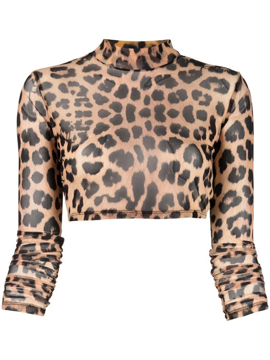 Leopard-Print Cropped Top