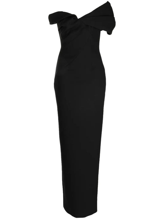 Matteo Draped-Detailed Asymmetric Gown
