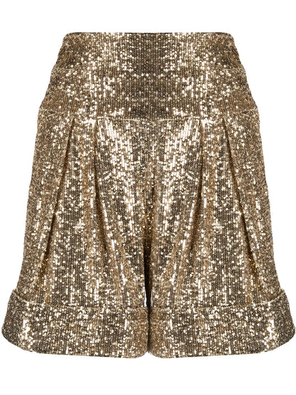 High-Waisted Sequinned Shorts