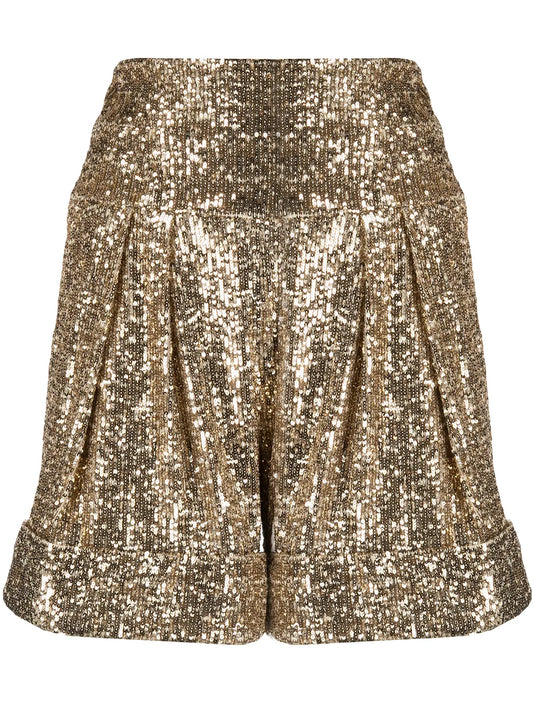 High-Waisted Sequinned Shorts