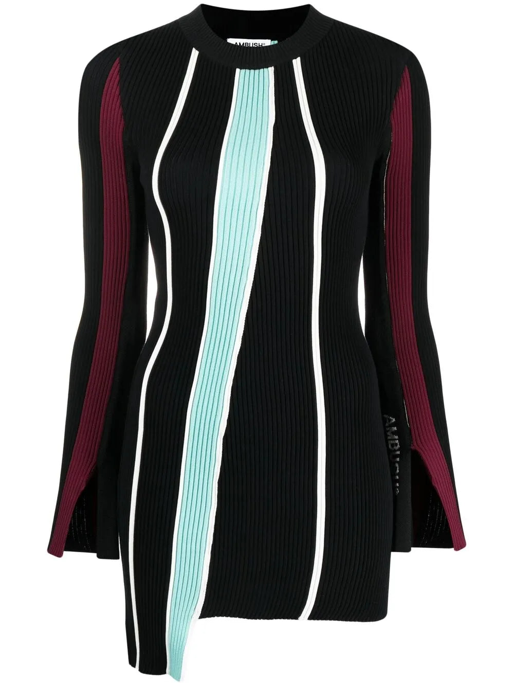 Asymmetric Striped Knit Jumper